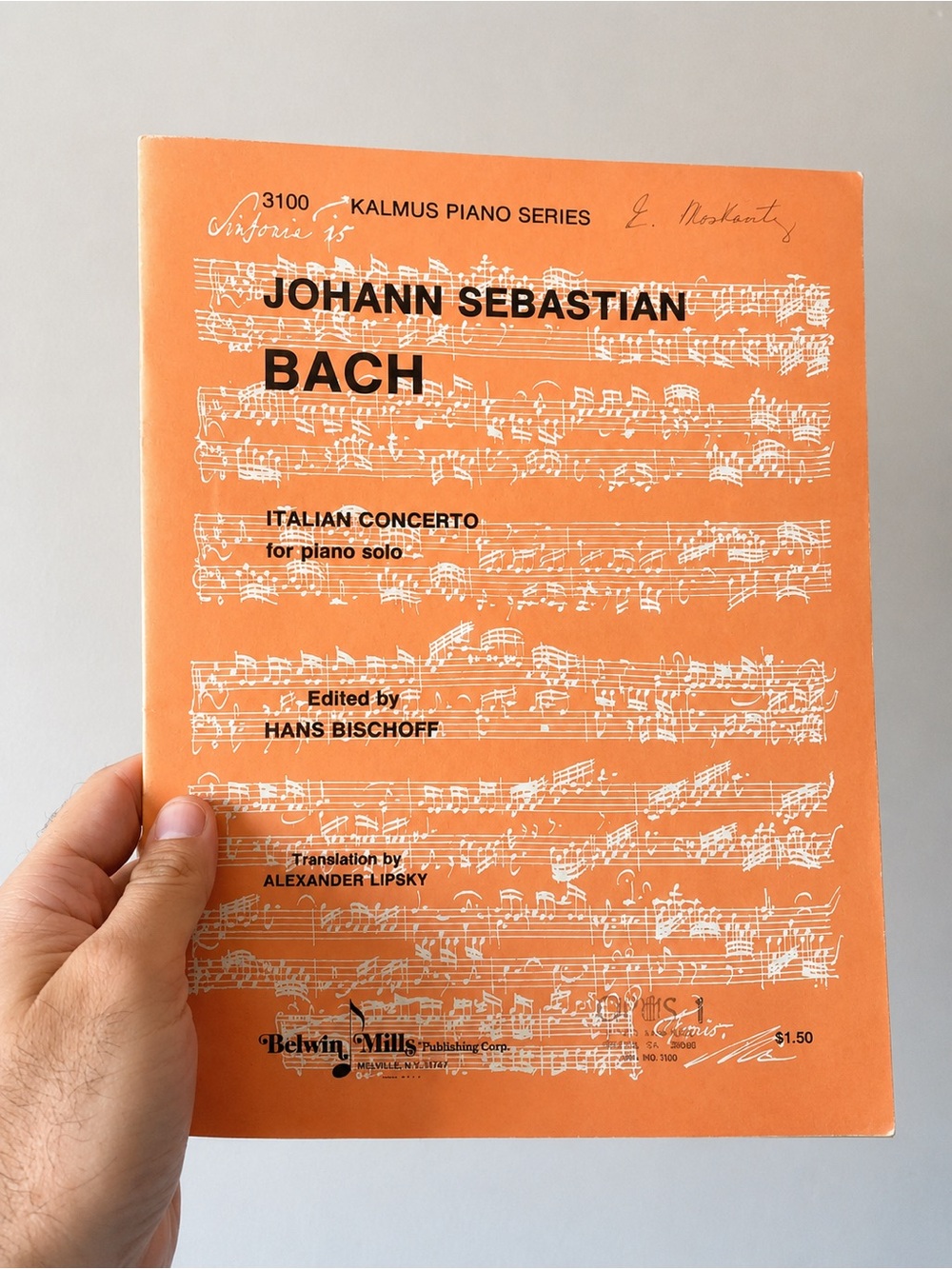 J.S. Bach Italian Concerto Piano Solo Sheet Music Score MPN 3100 Belwin Mills